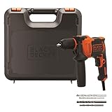 BLACK+DECKER BEH710K Taladro Percutor con Cable 710W Portabrocas 13mm Empuñadura lateral Incluye 4...