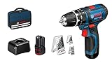 Bosch Professional 12V System GSB 12V-15 - Taladro percutor a batería (30 Nm, 1300 rpm, 2 baterías...